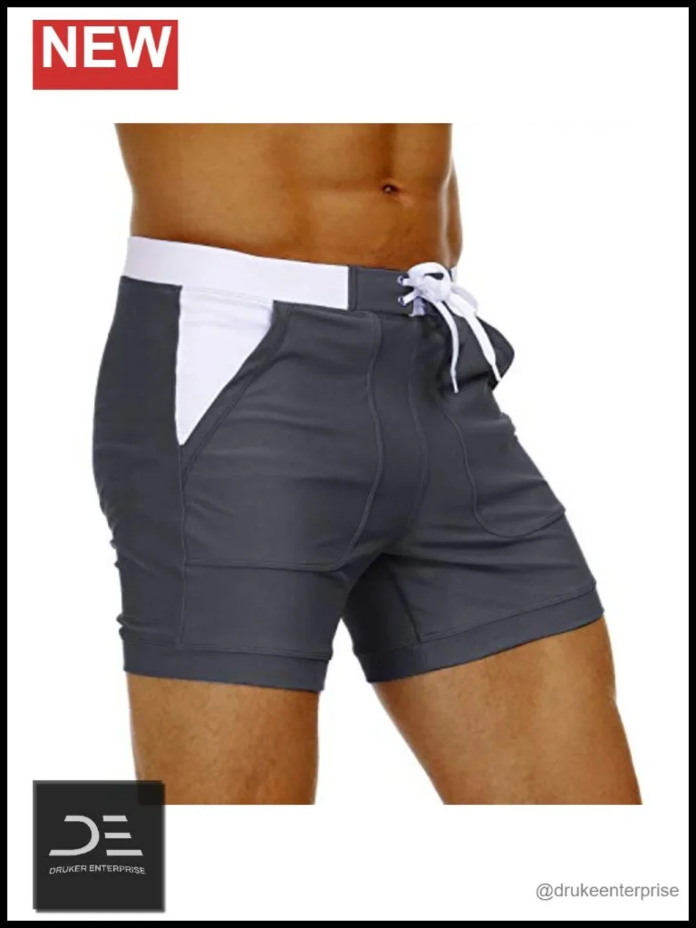 Men's Swim Trunks Solid Basic Quick-Dry Long Sport Trunks Board Shorts with
